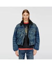 DIESEL - Teddy-Lined Trucker Jacket - Lyst