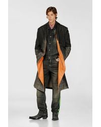 DIESEL - Abrigo Largo De Denim Con Efecto Desgastado - Lyst