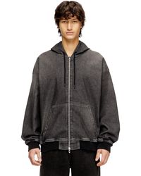 DIESEL - Sweat-shirt à capuche zippé en Track Denim effet sali - Lyst