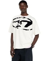 DIESEL - T-Shirt With Distressed Flocked Logo - Lyst