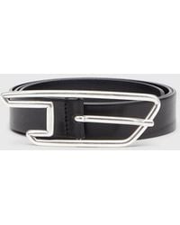 DIESEL - 3Cm Leather Belt With D-Logo Buckle - Lyst