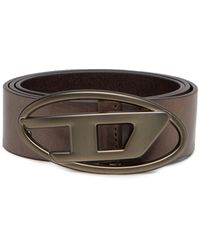 DIESEL - Leather Belt With Tonal Buckle - Lyst