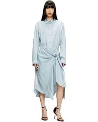 DIESEL - Robe chemise drapée en sergé traité - Lyst