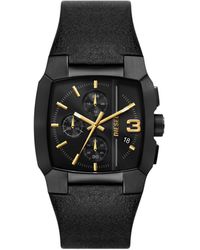DIESEL - Cliffhanger Chronograph Black Leather Watch - Lyst