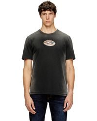 DIESEL - Faded T-Shirt With Cut-Out Oval D Logo - Lyst