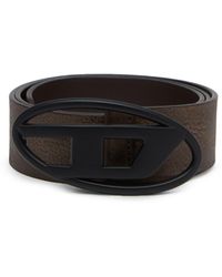 DIESEL - Reversible Leather Belt With D Logo Buckle - Lyst