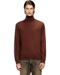 DIESEL - Pull à col roulé en laine avec logo ajouré - Lyst