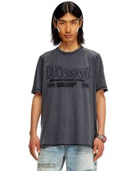 DIESEL - Camiseta Desteñida Con Bordado A Tono - Lyst