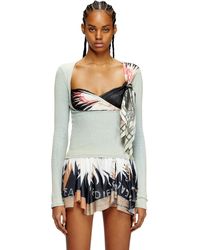 DIESEL - Top côtelé avec buste drapé style bandana - Lyst