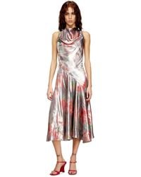 DIESEL - Vestido Midi Metálico Con Estampado De Rosas - Lyst