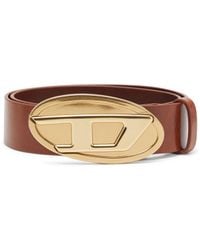 DIESEL - 4 Cm Leather Belt With Oval D Plaque - Lyst
