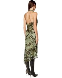 DIESEL - Robe midi asymétrique en mousseline motif camouflage - Lyst