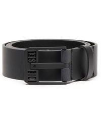 DIESEL - Leather Belt With Star Logo Buckle - Lyst