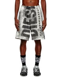 DIESEL - Colour Bleed Super Logo Sweat Shorts - Lyst