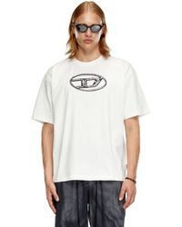 DIESEL - T-shirt sfumata con stampa Oval D - Lyst