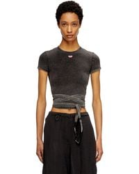 DIESEL - Camiseta De Aspecto Denim Con Lazos Cruzados - Lyst