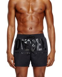 DIESEL - Mid-Length Swim Shorts With Maxi Logo - Lyst