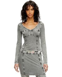 DIESEL - Long-Sleeve Top With Denim Effect - Lyst
