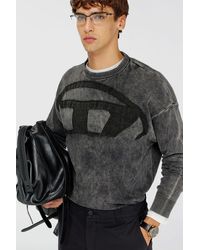 DIESEL - Denim-Effect Jumper With Oval D Logo - Lyst