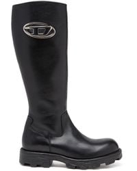 DIESEL - D-Hammer-Leather Knee-High Boots - Lyst