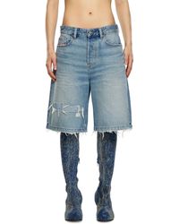 DIESEL - Short in denim ripped and repaired - Lyst
