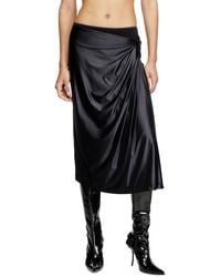 DIESEL - Draped Midi Skirt With Chintz Finish - Lyst