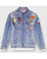 DIESEL - Satin Shirt With Trompe-L'Oeil Denim Print - Lyst