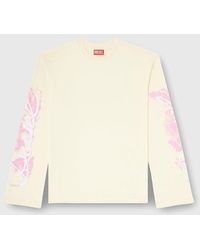 DIESEL - Long-Sleeve T-Shirt With Graphic Prints And Crystals - Lyst