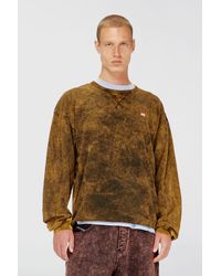 DIESEL - Acid-Wash Long-Sleeve T-Shirt With Frayed Details - Lyst