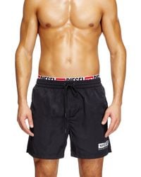 DIESEL - Mid-Length Swim Shorts With Logo Print - Lyst