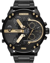 DIESEL - Mr. Daddy 2.0-Armbanduhr mit Chronographen-Uhrwerk und schwarzem Edelstahlarmband - Lyst