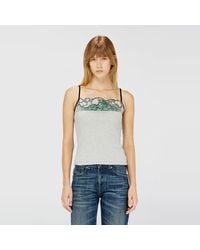 DIESEL - Ribbed Camisole With Floral Outline Embroidery - Lyst