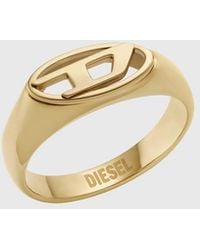 DIESEL - Tone Stainless Steel Signet Ring - Lyst