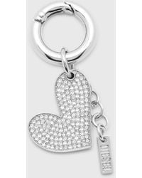 DIESEL - Metal Heart Charm With Rhinestones - Lyst