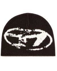 DIESEL - Wool-Blend Beanie With Oval D Logo - Lyst