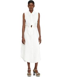 DIESEL - Linen-Blend Midi Dress With Knot Detail - Lyst