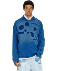 DIESEL - Hooded Long-Sleeve T-Shirt With Shadow-Effect Patches - Lyst