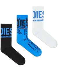 DIESEL - Three-Pack Cotton Socks With Jacquard Motifs - Lyst