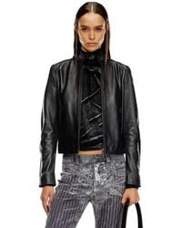 DIESEL - Chaqueta Biker De Cuero Con Logotipo En Relieve - Lyst