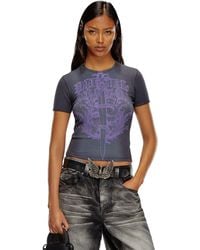DIESEL - Ribbed T-shirt With Sword Print - Lyst