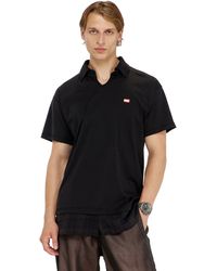 DIESEL - Jersey Polo Shirt With Check Flannel Trims - Lyst