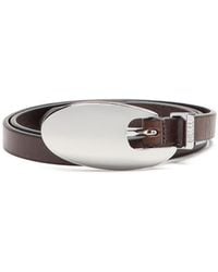 DIESEL - 1.5Cm Slim Leather Belt With Sculptural Buckle - Lyst