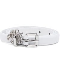 DIESEL - Leather Belt With Crystal Logo Charms - Lyst