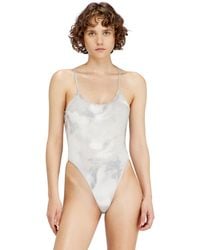 DIESEL - Ribbed Thong Swimsuit With Camo Print - Lyst
