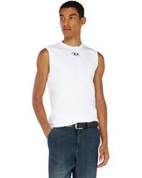 DIESEL - Tank Top With Metallic Oval D - Lyst