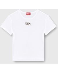 DIESEL - T-Shirt With Logo Plate - Lyst