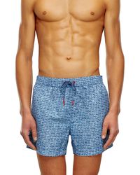 DIESEL - Mid-length Swim Shorts With Denim Print - Lyst