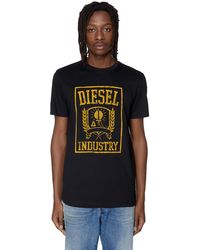 DIESEL - T-shirt With Flocked Logo Print - Lyst