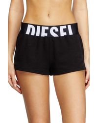 DIESEL - Pantalones Cortos De Felpa De Algodón Con Logotipo Recortado - Lyst