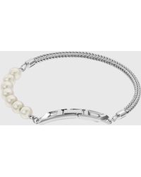 DIESEL - Pulsera De Cadena De Plata De Ley Y Perlas - Lyst